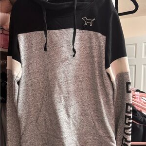 PINK Black and Gray Hoodie with Dog Logo